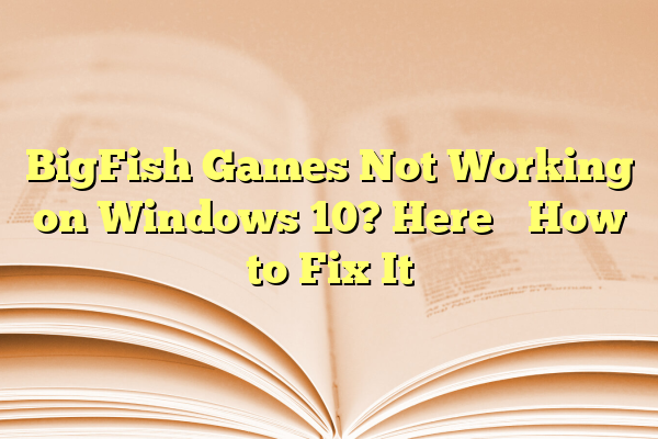 BigFish Games Not Working on Windows 10? Here’s How to Fix It