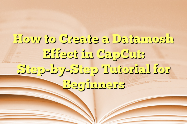 How to Create a Datamosh Effect in CapCut: Step-by-Step Tutorial for Beginners