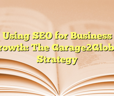Using SEO for Business Growth: The Garage2Global Strategy