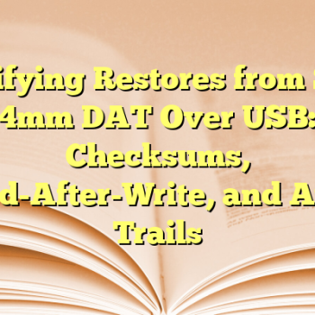 Verifying Restores from Sun 4mm DAT Over USB: Checksums, Read-After-Write, and Audit Trails