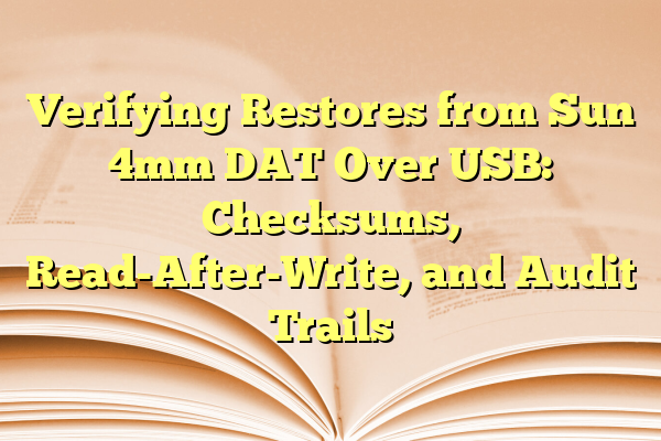 Verifying Restores from Sun 4mm DAT Over USB: Checksums, Read-After-Write, and Audit Trails