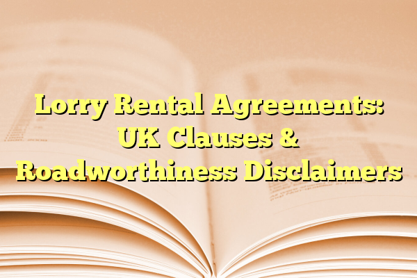 Lorry Rental Agreements: UK Clauses & Roadworthiness Disclaimers
