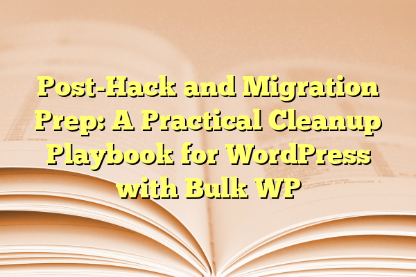 Post-Hack and Migration Prep: A Practical Cleanup Playbook for WordPress with Bulk WP