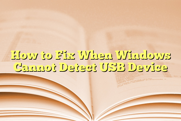 How to Fix When Windows Cannot Detect USB Device