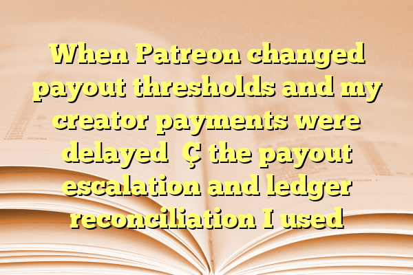 When Patreon changed payout thresholds and my creator payments were delayed — the payout escalation and ledger reconciliation I used