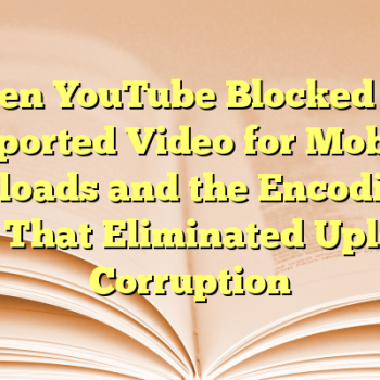 When YouTube Blocked My Exported Video for Mobile Uploads and the Encoding Fix That Eliminated Upload Corruption