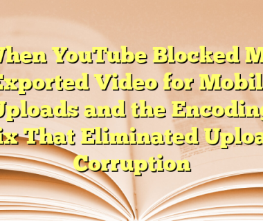 When YouTube Blocked My Exported Video for Mobile Uploads and the Encoding Fix That Eliminated Upload Corruption