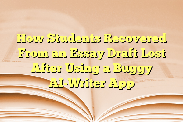 How Students Recovered From an Essay Draft Lost After Using a Buggy AI-Writer App
