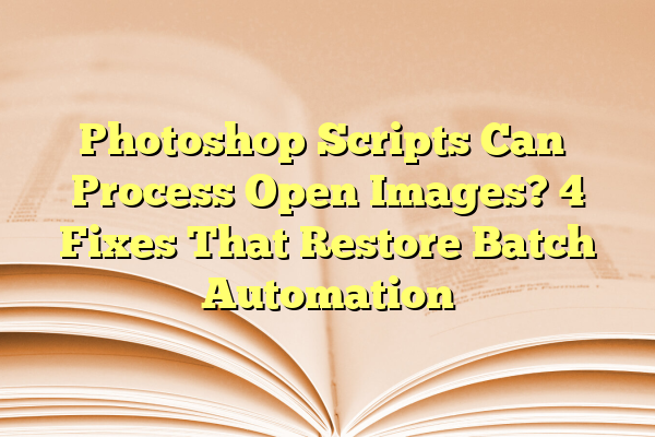 Photoshop Scripts Can’t Process Open Images? 4 Fixes That Restore Batch Automation