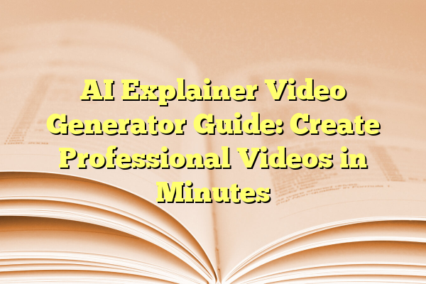 AI Explainer Video Generator Guide: Create Professional Videos in Minutes